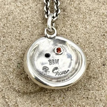 BBM Daruma Doll Pendant With Stone (Sliver Chain)
