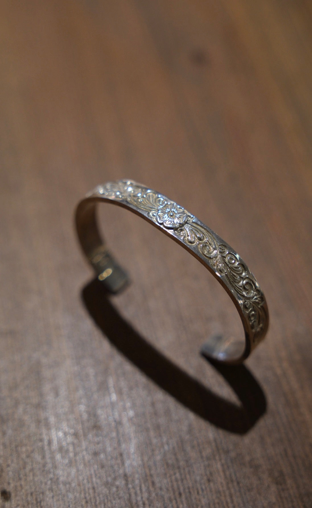 KS 唐草點銀玫瑰 5mm Bangle