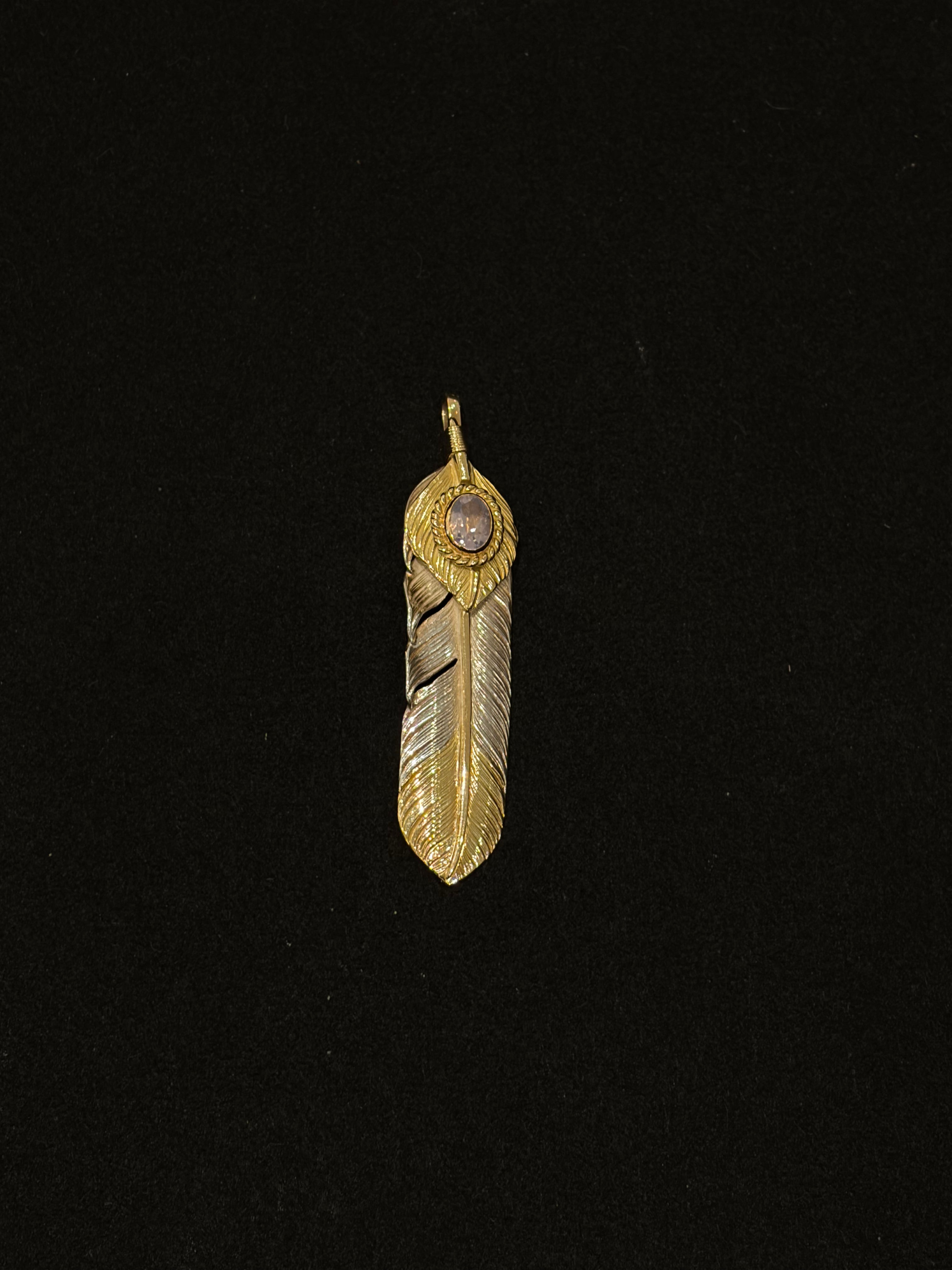 Flight Feather 上金金縄ラベンダー水晶金爪特大フェザー L