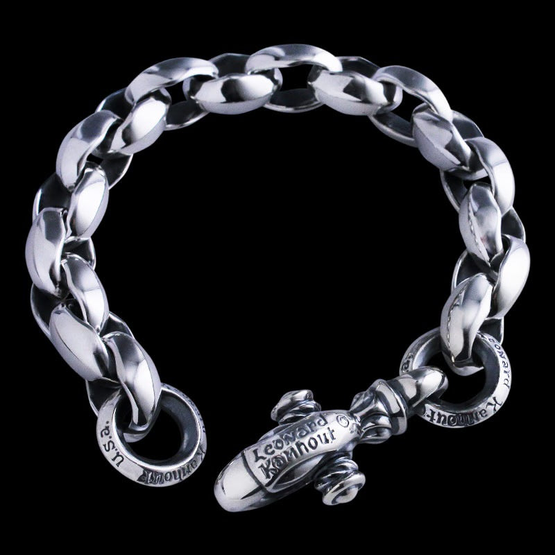 Silk Link (M) Bracelet (ID Circle) (Leonard Camhot Engraved)