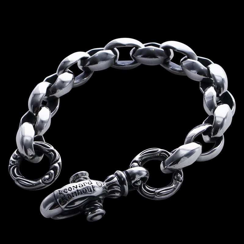Silk Link (M) Bracelet (Crane Circle) (Leonard Kamhot Engraving)