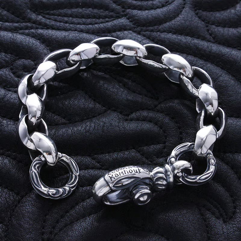 Silk Link (M) Bracelet (Crane Circle) (Leonard Kamhot Engraving)