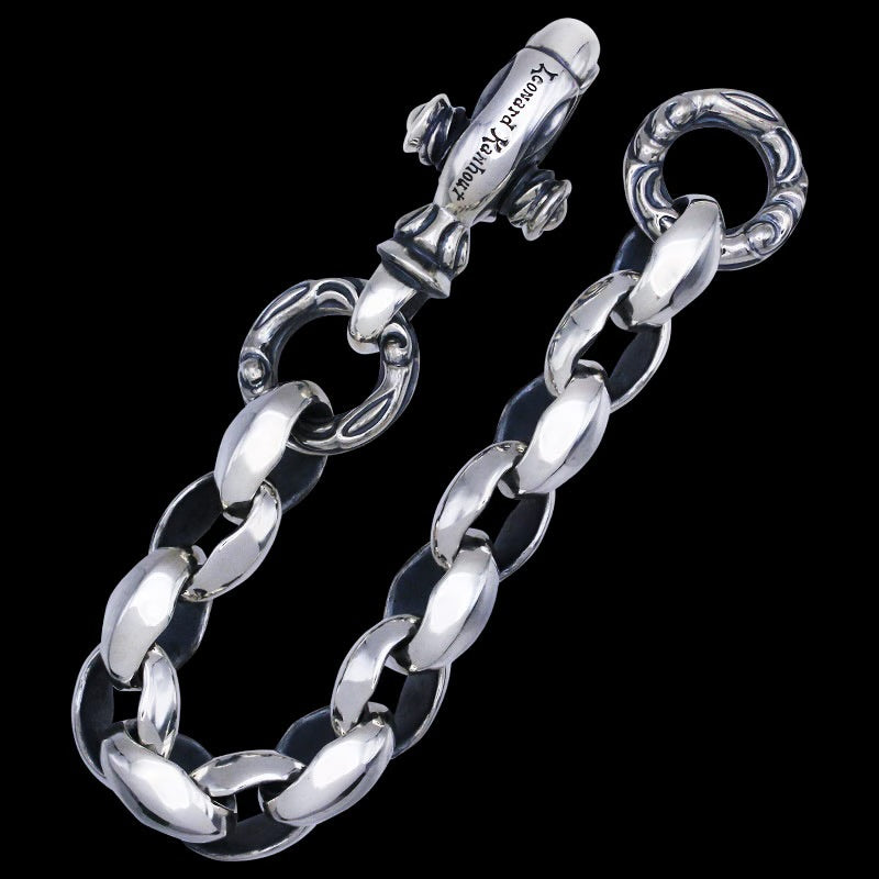 Silk Link (L) Bracelet with Large Clasp (Crane Ring) (Lenard Camhort Engraved)