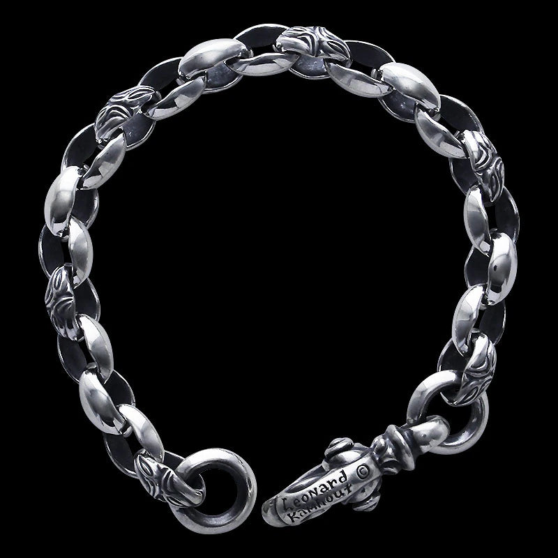 Curved Silk Link (S) Bracelet (Plain Circle) (Leonard Kamhot Engraved)