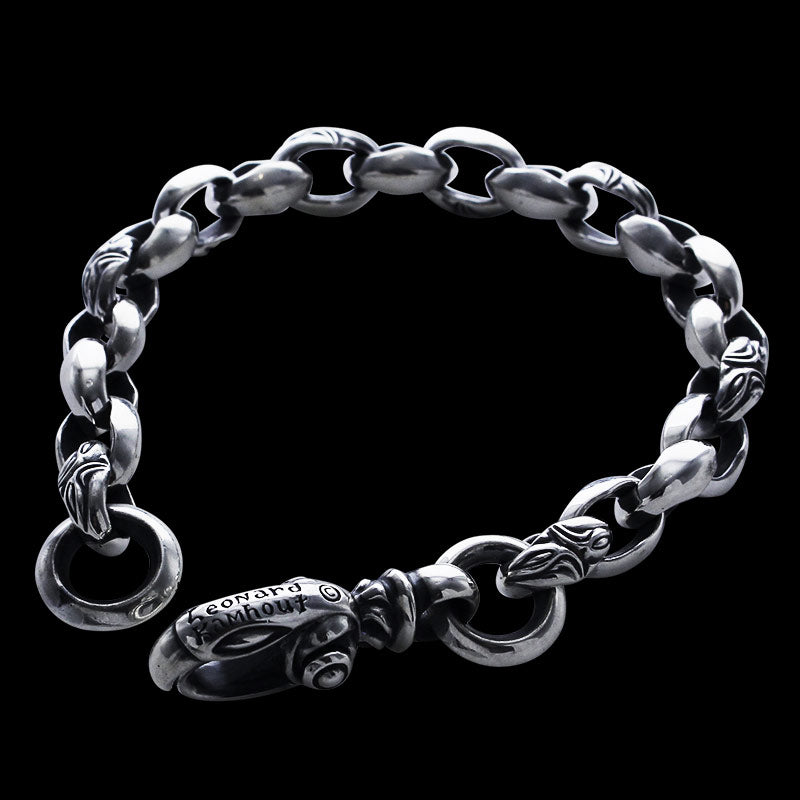 Curved Silk Link (S) Bracelet (Plain Circle) (Leonard Kamhot Engraved)