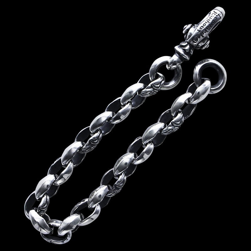 Curved Silk Link (S) Bracelet (Plain Circle) (Leonard Kamhot Engraved)