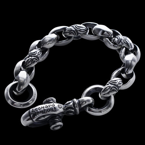 Carved Silk Link (M) Bracelet (Plain Circle) (Leonard Kamhout Engraved)