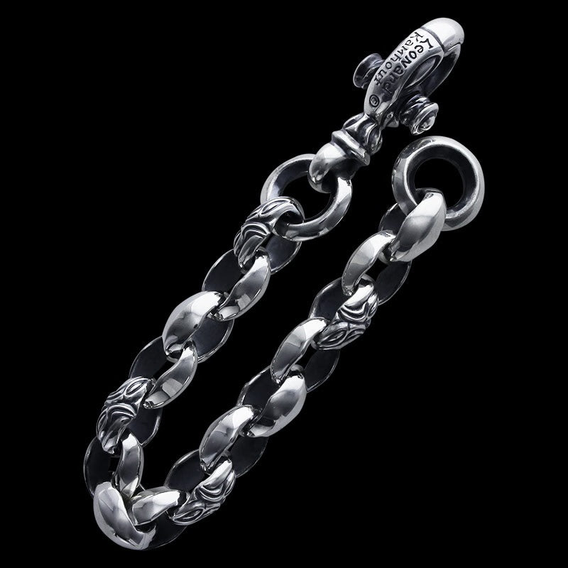 Curved Silk Link (M) Bracelet (Plain Circle) (Leonard Camhot Engraved)