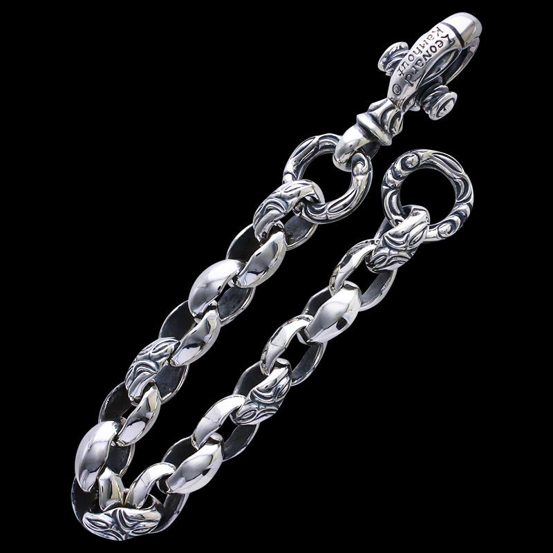 Curved Silk Link (M) Bracelet (Crane Circle) (Engraving Leonard Camhort)