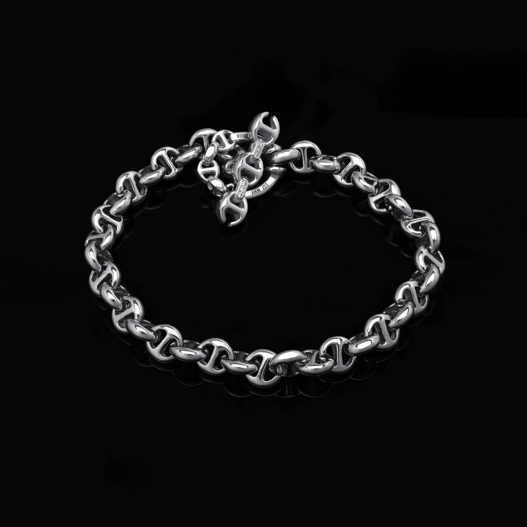 HB060 5MM OPEN-LINK BRACELET - STERLING SILVER WITH DIAMONDS