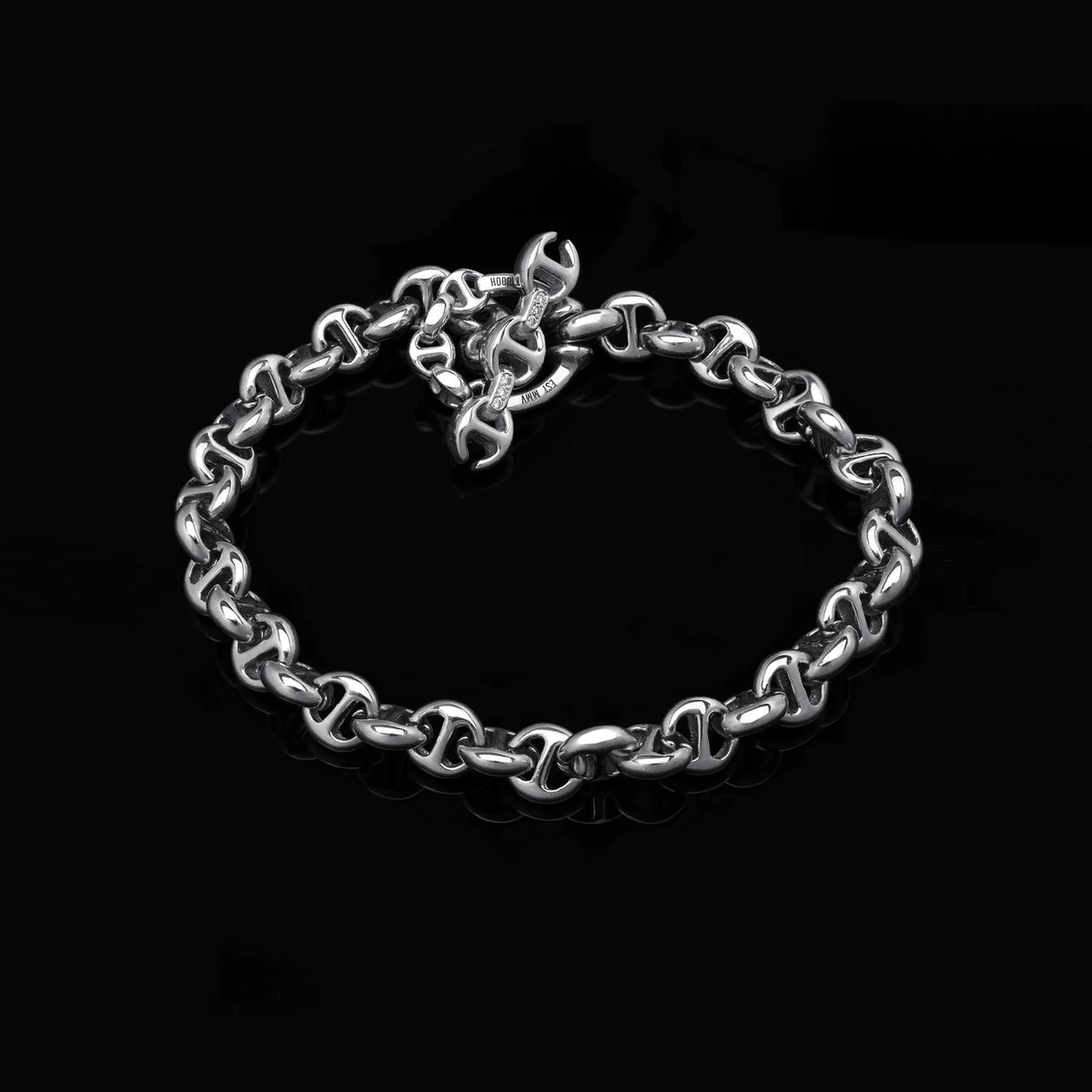 HB060 5MM OPEN-LINK BRACELET - STERLING SILVER WITH DIAMONDS
