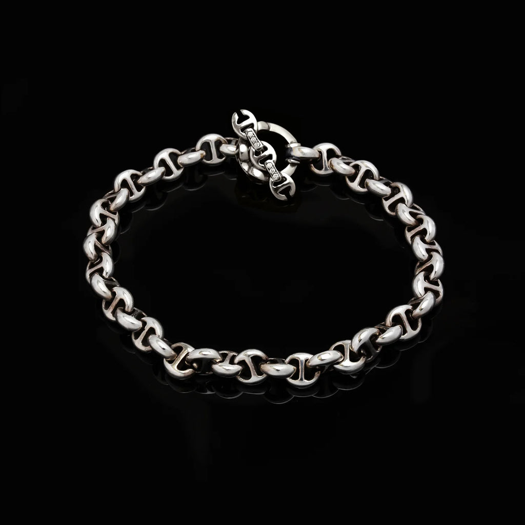 HB060 5MM OPEN-LINK BRACELET - STERLING SILVER WITH DIAMONDS