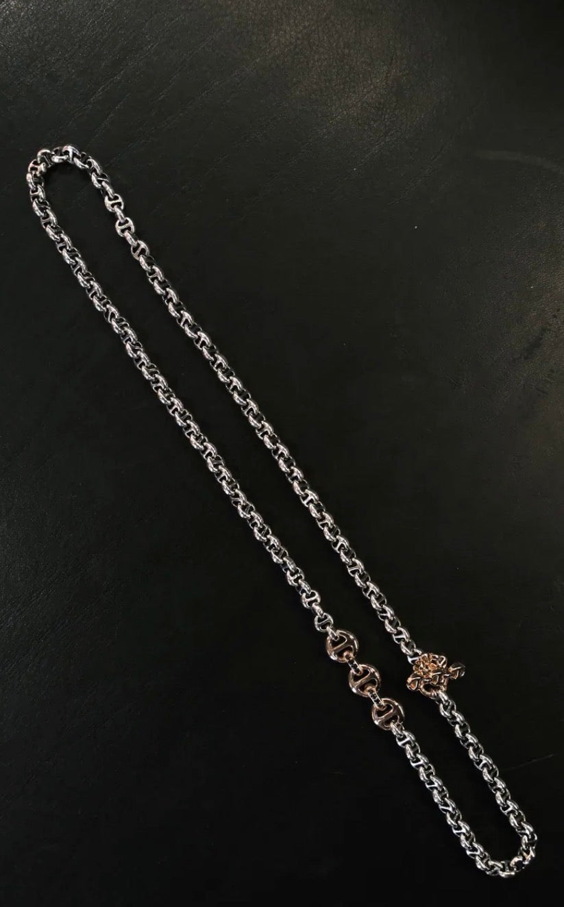 HB063D SSRGBD 5MM OPEN LINK NECKLACE STERLING SILVER