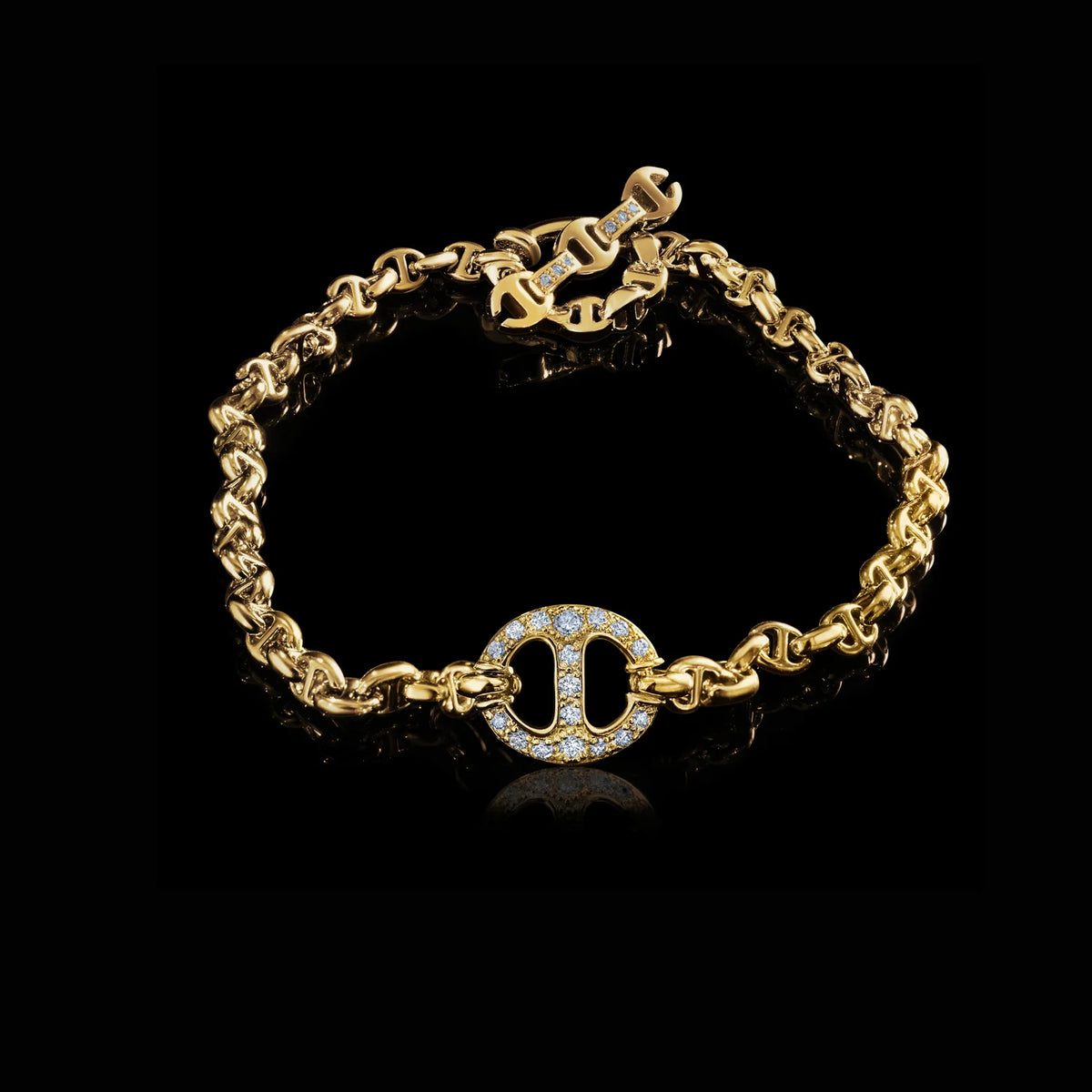 HB223DYGWD 10MM SINGLE-LINK BRACELET WITH DIAMONDS