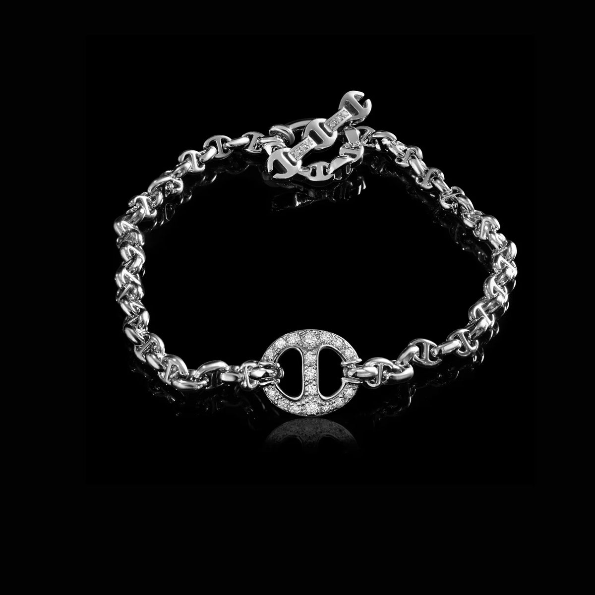 HB223DYGWD 10MM SINGLE-LINK BRACELET WITH DIAMONDS