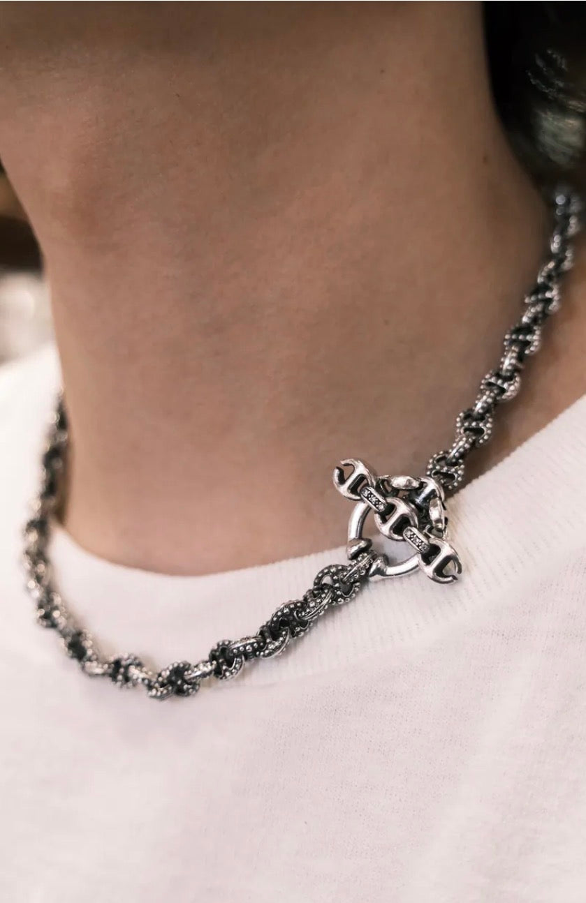 HB437 MEDIUM BEADED LINK NECKLACE