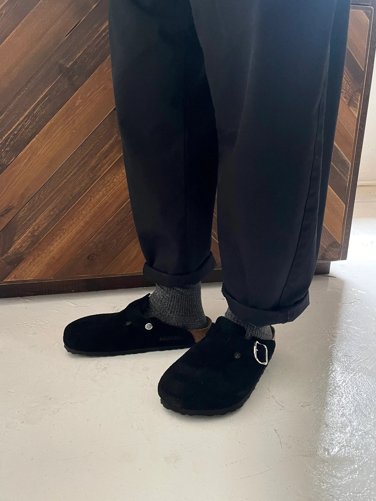 GA X Birkenstock Boston Hippy Dippers (Black Suede) EU41 (26.5)