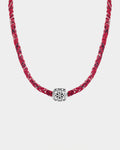 Pooka Necklace - Multi Rosette - Red Bandana Braid