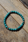 Three Chrome Beads w/ 6mm Turquoise Bracelet