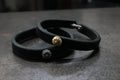 FCB-06 flat leather+cramp hook bracelet/flower stud